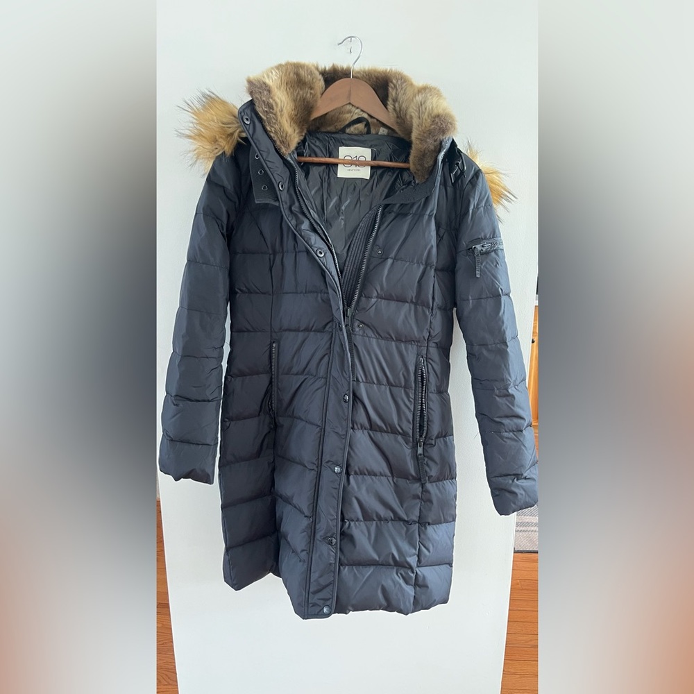 S13 New York Puffer Jacket Fur Hood Long S